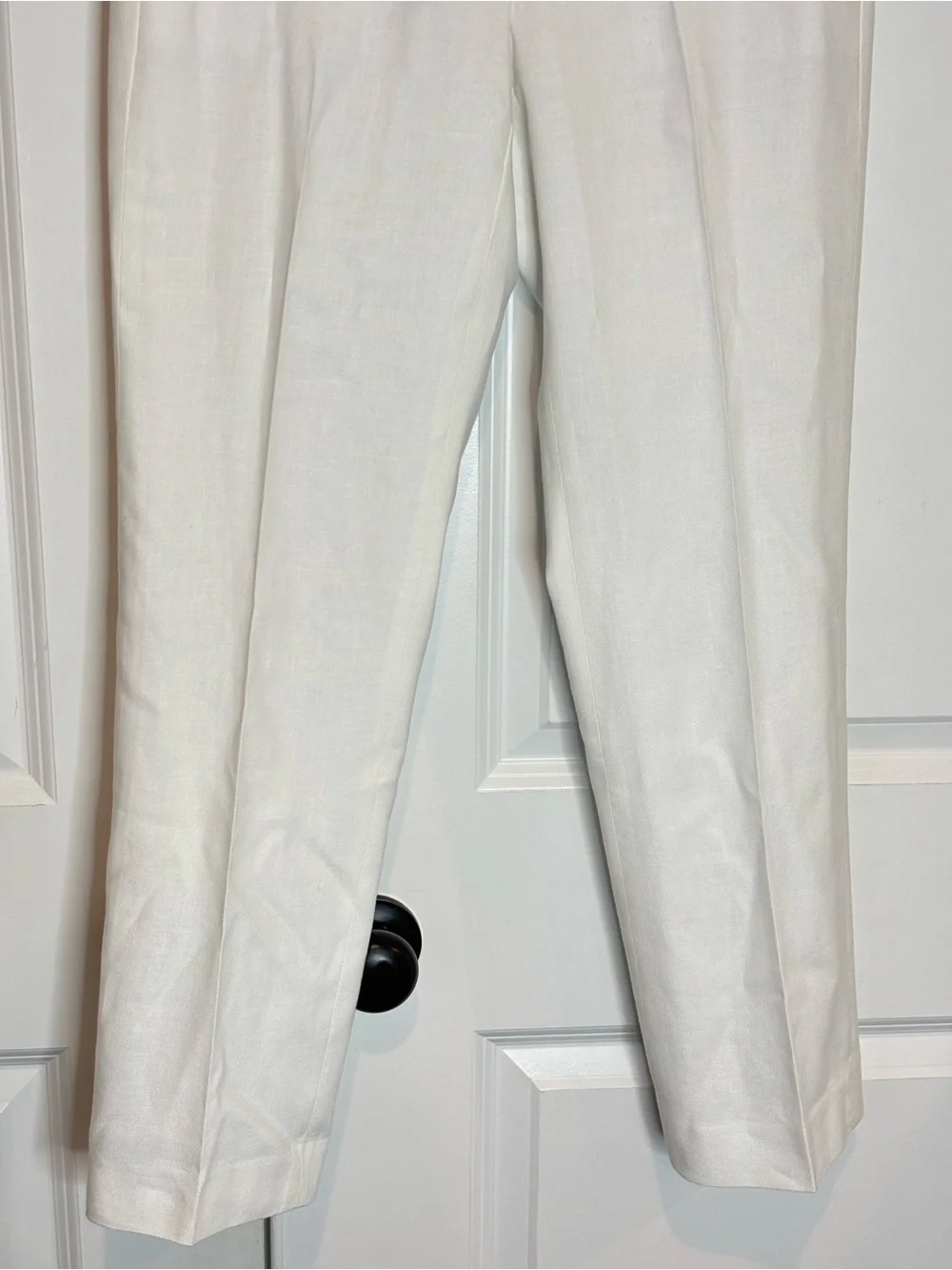 J. Crew Kate White Linen Blend Lined Straight Leg Pants 4 - Picture 4 of 14